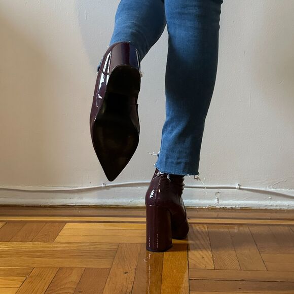 Steve Madden Slade Burgundy Patent Sock Ankle Bootie 11US - Picture 5 of 8